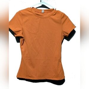 Compression Style Crewneck Women's Top - Orange